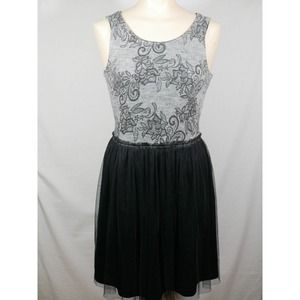 Mystree Sweater Top Drop Waist Lace Lined Midi Dress Sleeveless Sz Med